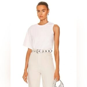 Agolde White Steetwear One Sleeve Asymmetrical Relaxed Fit Tshirt